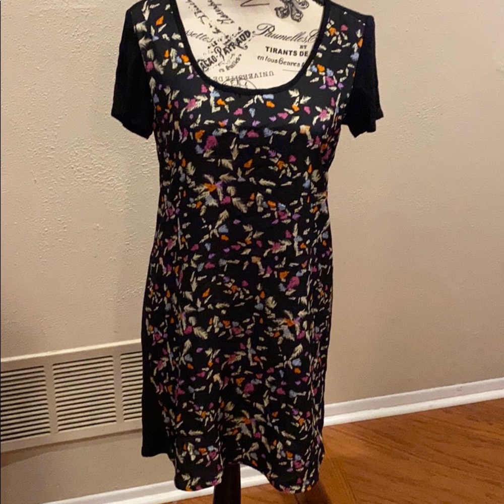 Aqua black and print dress shirt sleeve size xs